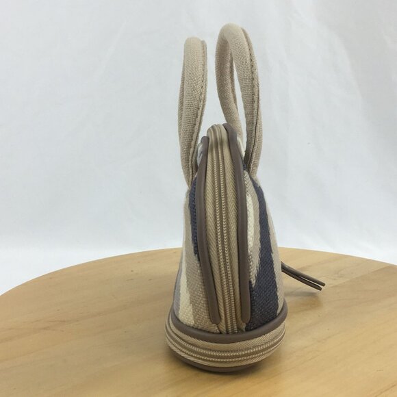 Spartina 449 Linen & Leather Mini Satchel Cosmetic Bag Makeup Bag - Picture 2 of 9